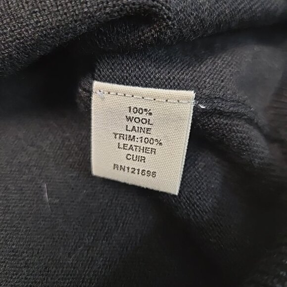 Lad By Demylee 100% Wool Sweater Mens Size Small Leather Elbow Patches Black - Picture 8 of 9